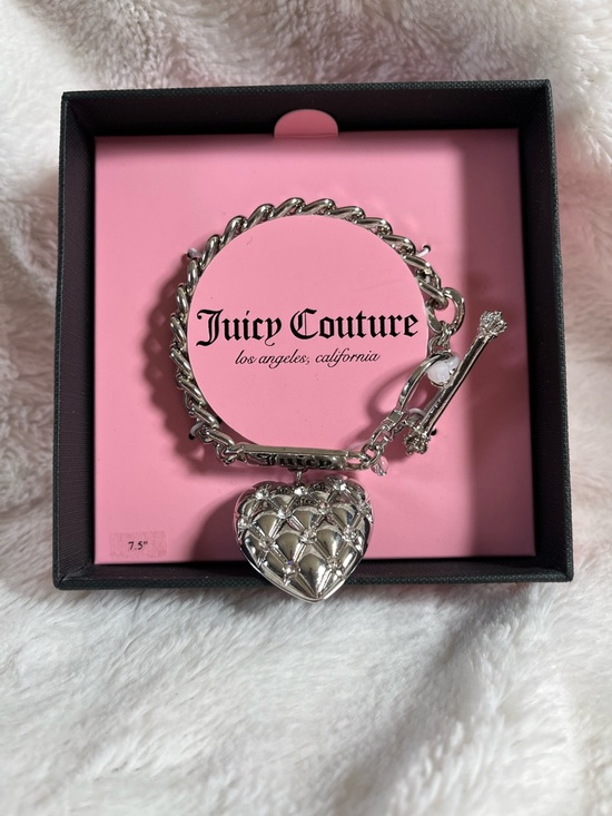 Juicy Couture Jewelry - Juicy Couture Y2k Quilted Heart Charm Bracelet - Silver